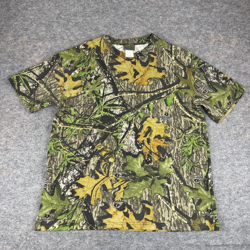 Vintage Jerzees Outdoors T-Shirt Tee Mossy Oak‎ Obsession Camo Cotton Mens XL